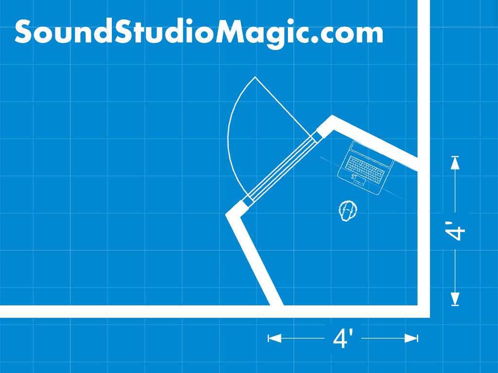 blueprint for a diamond shaped vocal booth with no parallel walls