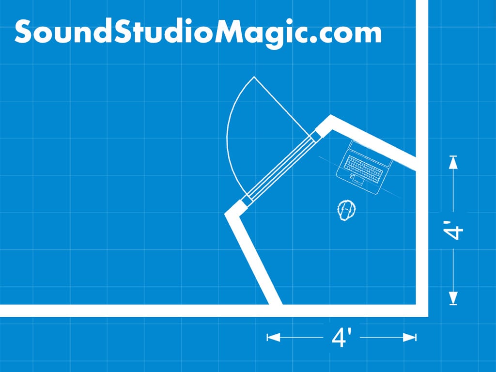 blueprint for a diamond shaped vocal booth with no parallel walls