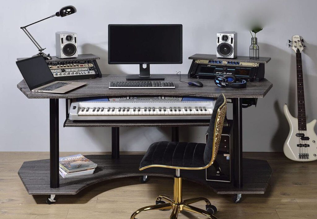 LEEKOUS Recording Studio Desk with Keyboard Tray