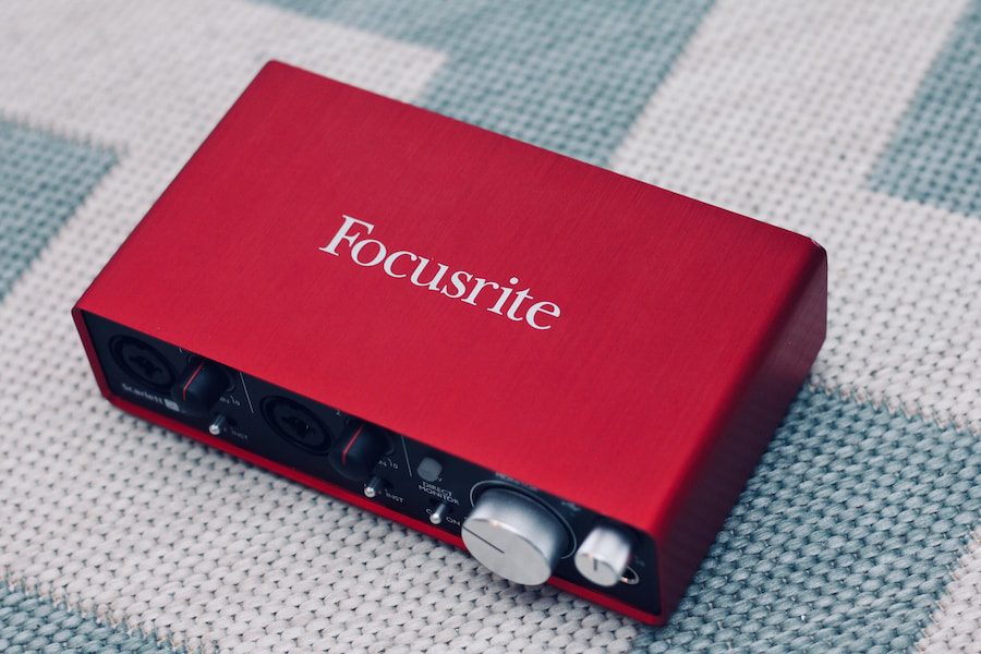 red Focusrite device 2x2
