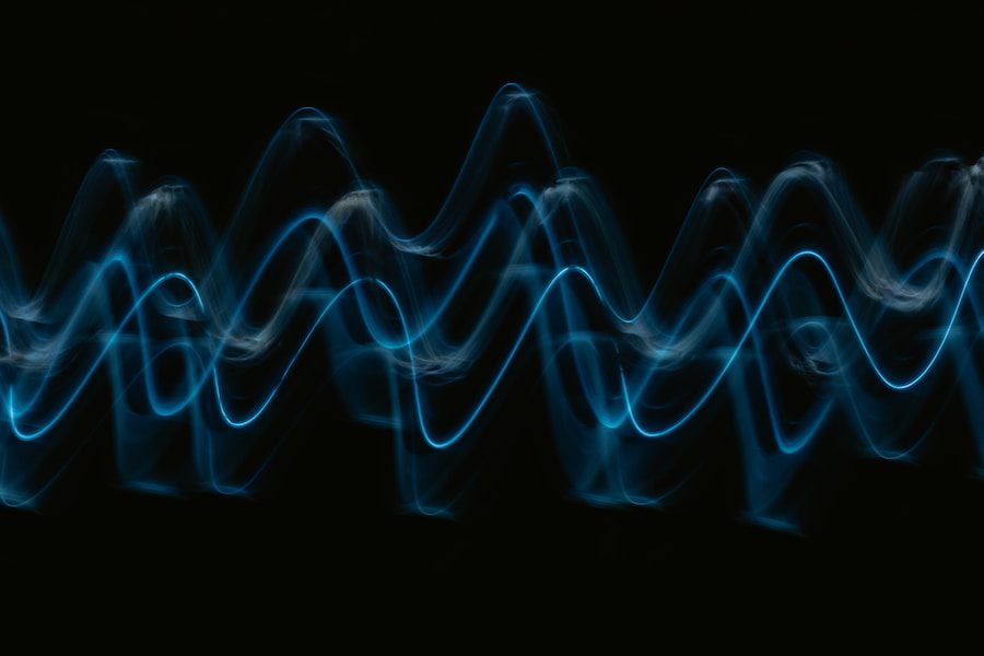a black background with a blue wave of sound - bitcrusher